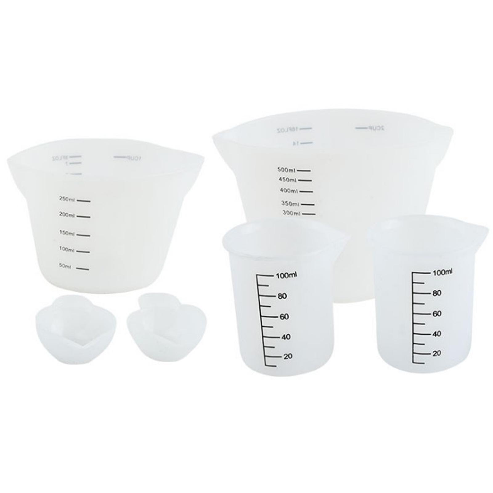 6x Silicone Measuring Cups Set for Epoxy Resin Silicone Mixing Cups for Resin Reusable Precise Scale for Epoxy Resin, Casting Molds, Jewelry Making