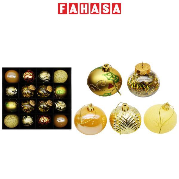 Hộp 16 Trái Châu Trang Trí Giáng Sinh - LK16-G17 - Màu Vàng Gold