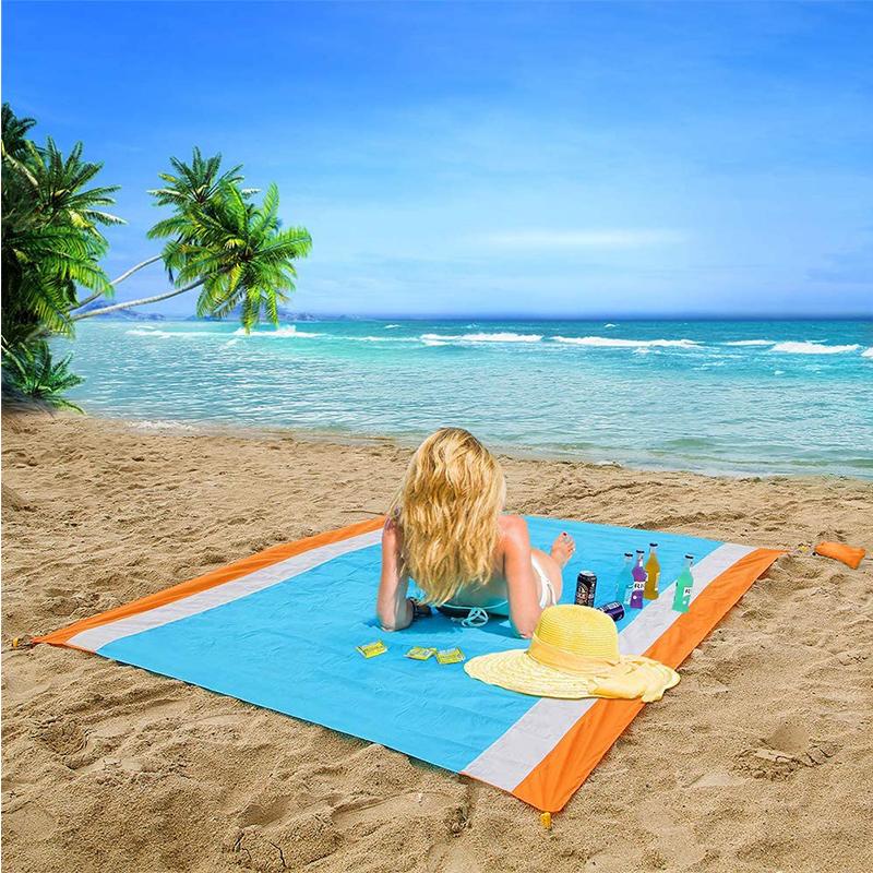 Bãi Biển Chăn Dã Ngoại Chăn Ngoài Trời Nylon Bãi Biển Thảm Di Động Nhẹ Chống Cát Chống Nước Cát Cho Du Lịch Đi Bộ Đường Dài