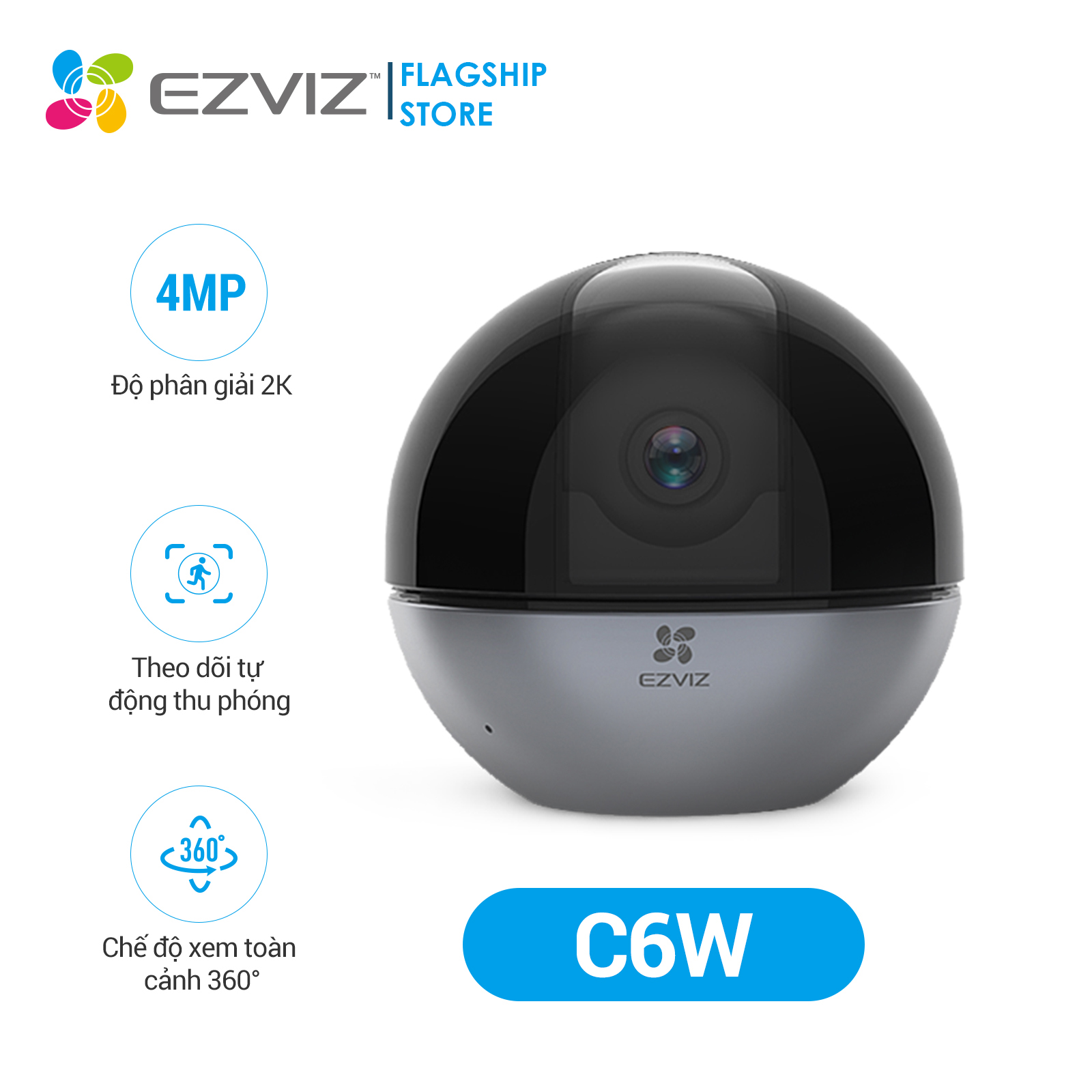 Combo Camera Wi-fi Trong Nhà EZVIZ C6W 4MP Kèm Thẻ Nhớ  32GB/64GB - Hàng Chính Hãng