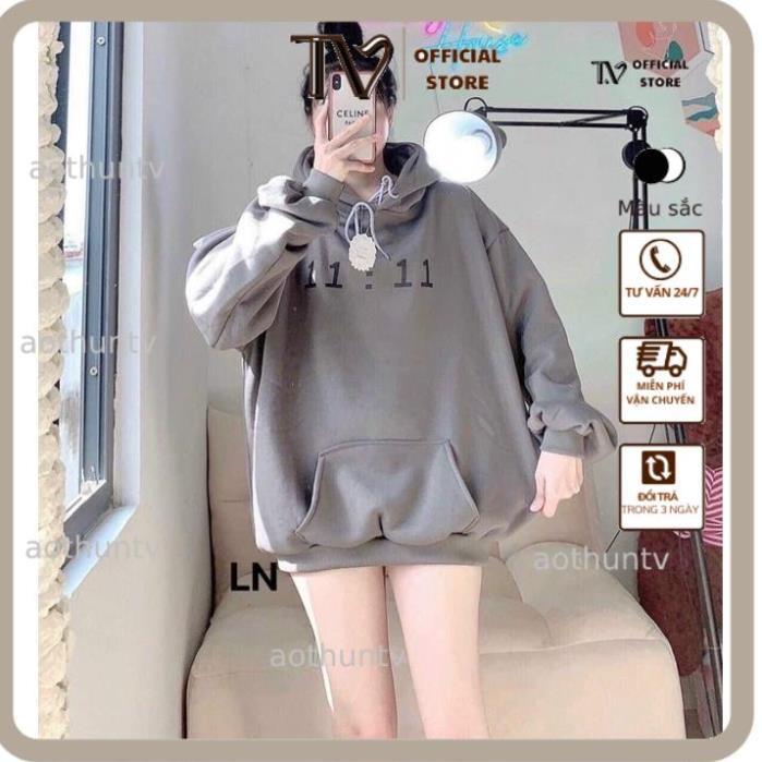 Áo Hoodie Nam Nữ Áo hoodie 11:11 mũ 2 lớp DA6 Nỉ thu đông dày ấm