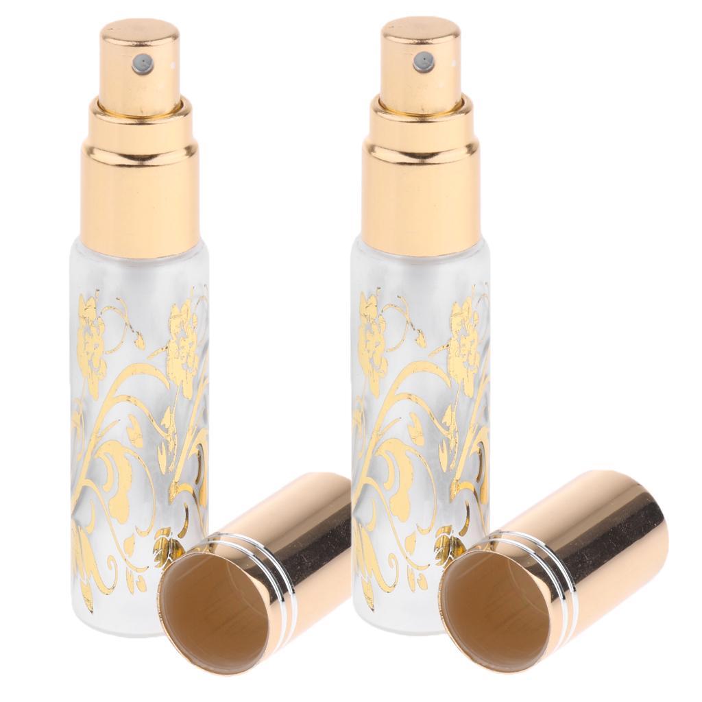 2X 10ml Refill Perfume Spray Bottl Empty Flower Printing Container