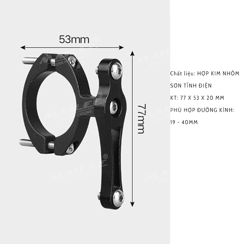 Pad gắn giá đỡ bình nước xe đạp chất liệu Nhôm lắp đặt ngang dọc cho đường kính 19-44mm - Mai Lee