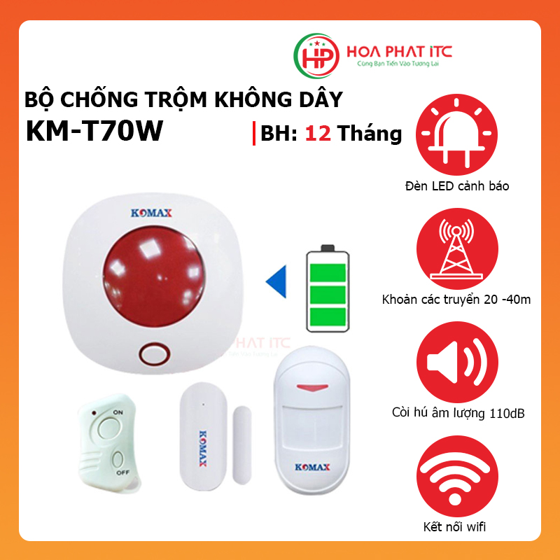 Bộ chống trộm không dây kết nối wifi Komax KM-T70W