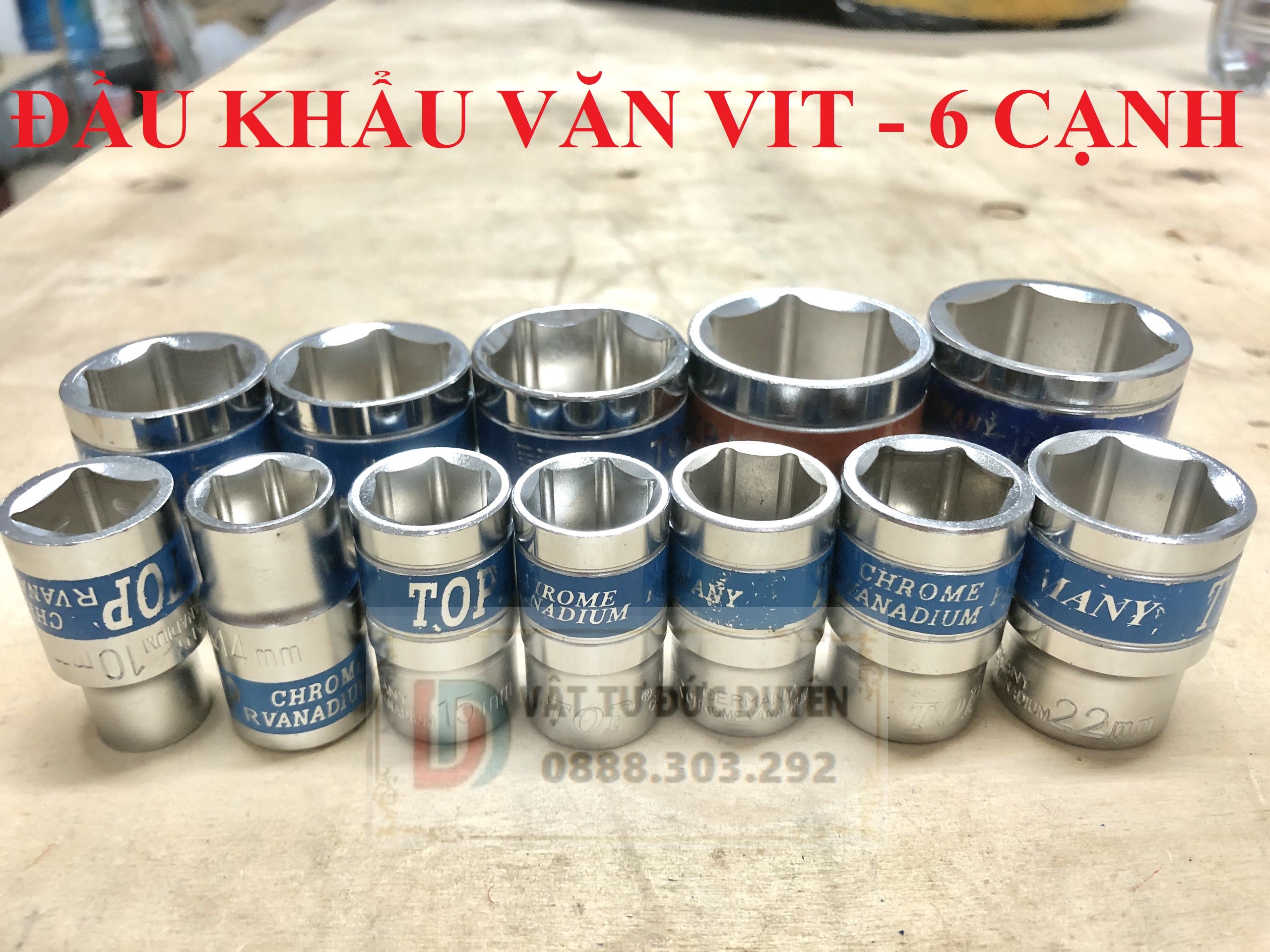 Đầu khẩu 1/2 vặn ốc, bulong, tuýp lục giác thép CR-V 8 9 10 12 13 14 15 16 17 18 22 23 24 27 30 32mm
