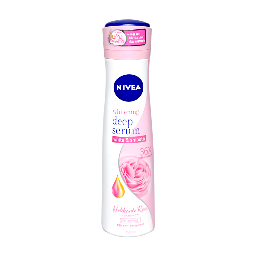 Xịt khử mùi dưỡng trắng hương hoa hồng Hokkaido Nivea (150ml)