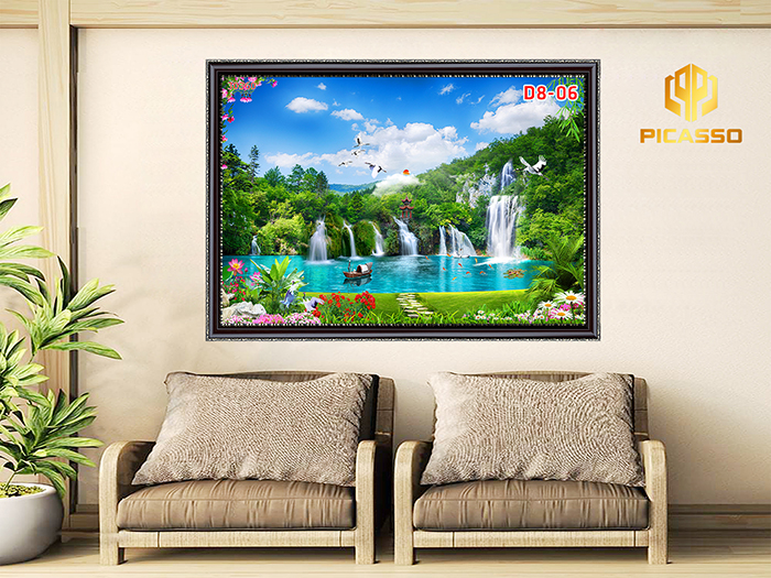Tranh kính D801 Sơn Thủy Hữu Tình