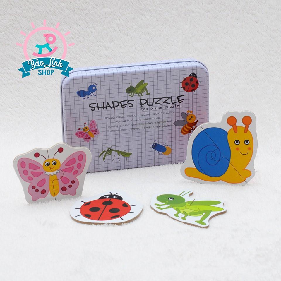 Ghép hình 2 mảnh hộp sắt - Shapes Puzzle| Đồ chơi thông min