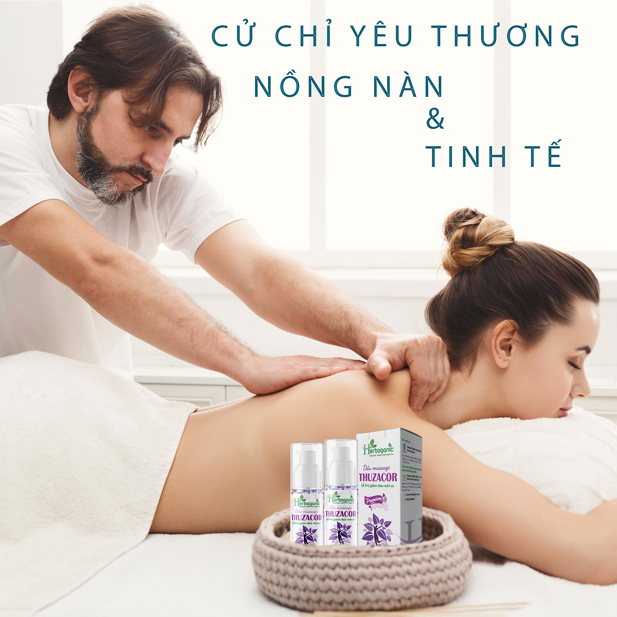 Tinh dầu xoa bóp giảm đau 50ml - Massage body giảm mỏi cơ, vai gáy, giảm đau lưng, dưỡng ẩm da - Thuzacor - Herbaganic