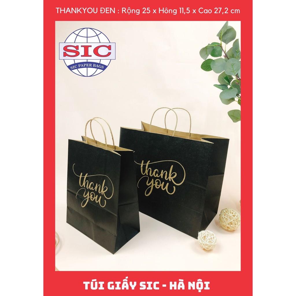 Set 20 túi giấy KRAFT ThankYou in đen nền bệt size M có quai