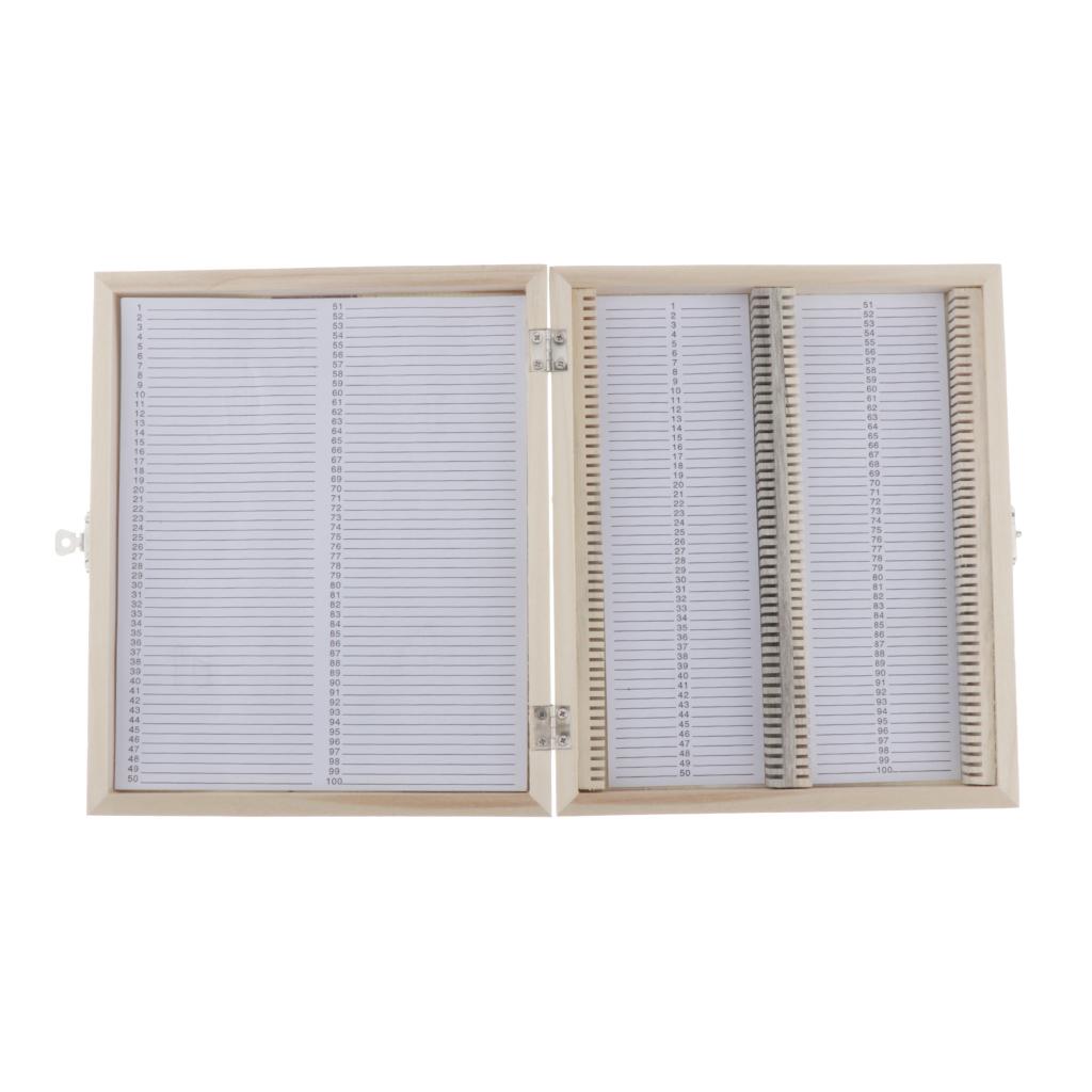 100 Khe GỖ Kính Hiển Vi Kính Trượt Ốp Lưng Bảo Quản Mẫu Vật Giá Đỡ Hộp