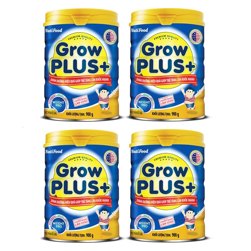 BỘ 4 LON SỮA BỘT GROWPLUS+ DINH DƯỠNG HIỆU QUẢ GIÚP TRẺ TĂNG CÂN KHỎE MẠNH - LON 900G