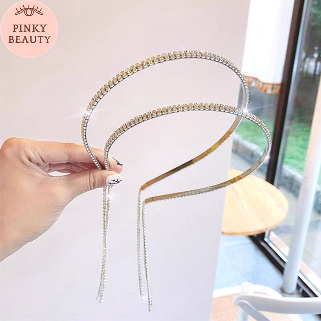 Băng Đô Đính Đá Phối Tua Rua Bờm Cài Tóc Phong Cách Hàn Quốc Thời Trang Pinky Beauty Xinh Xắn Cá Tính Sang Trọng