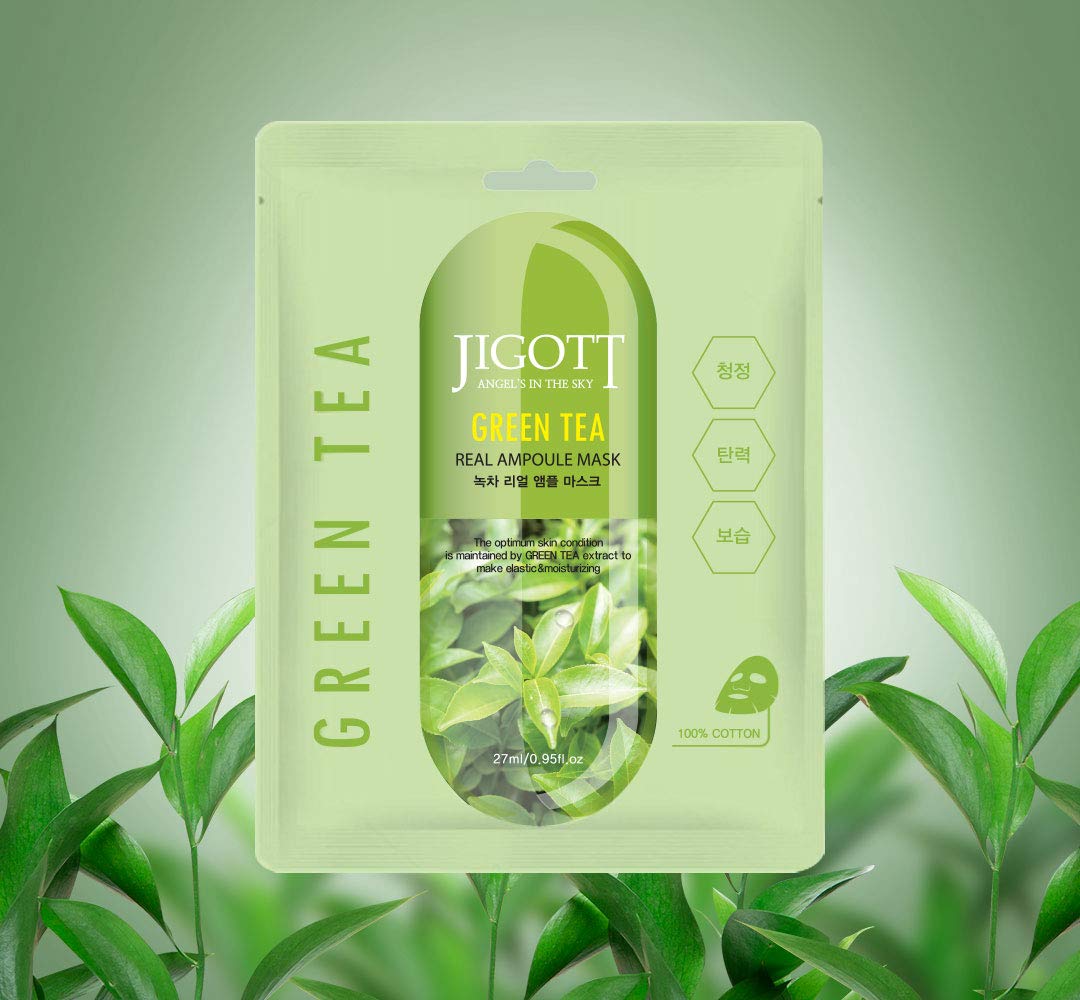 Mặt Nạ dưỡng da tinh chất Trà Xanh Jigott Green Tea Real Ampoule Mask (miếng/27ml)