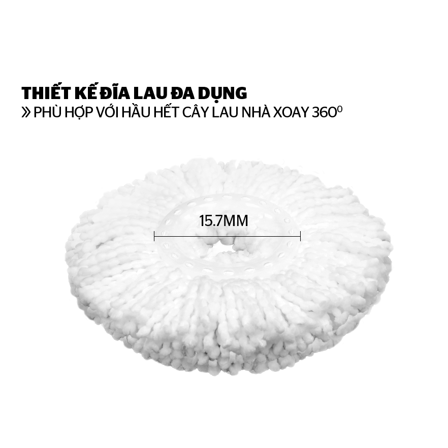 Bông Lau Nhà Microfiber Xoay 360 Độ Sunhouse KS-CO330M