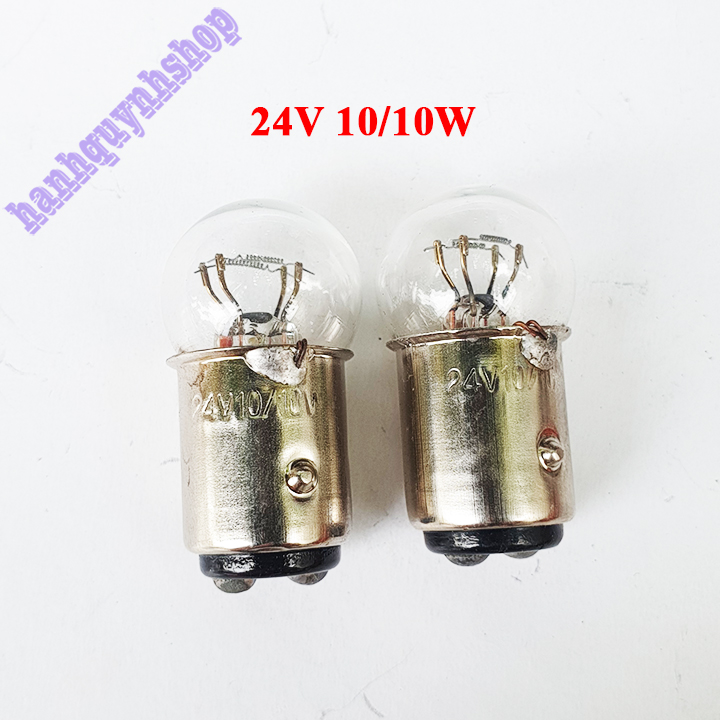 Bóng đèn ô tô xe máy 12V 10/10W hoặc 24V 10/10W 2 tóc đui cài