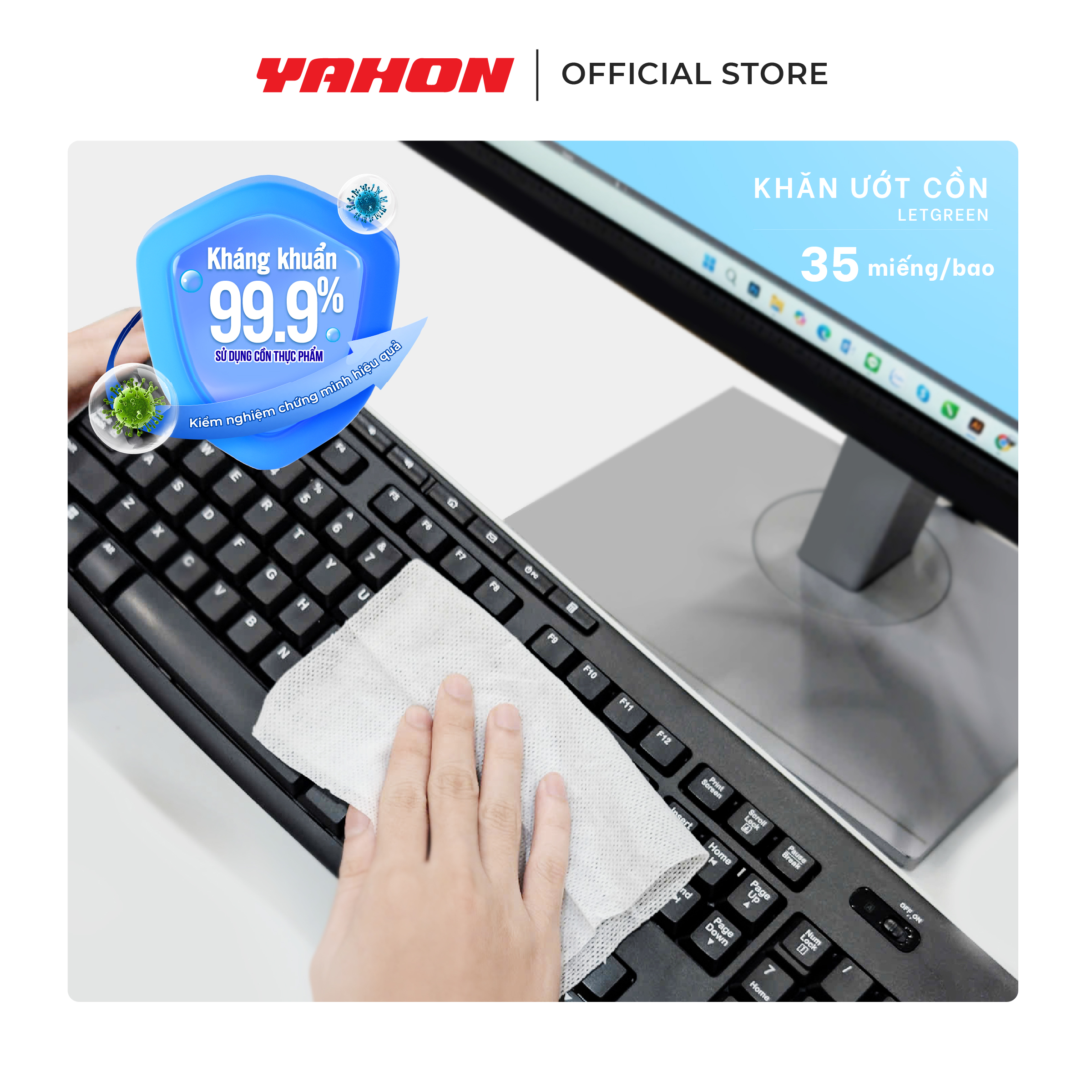 Combo Khăn Ướt Cồn LET-GREEN 35 Miếng/Bao