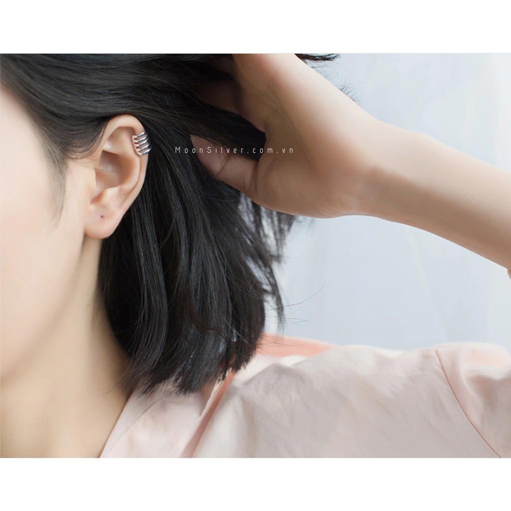 Khuyên tai bạc kẹp vành tai xoắn
