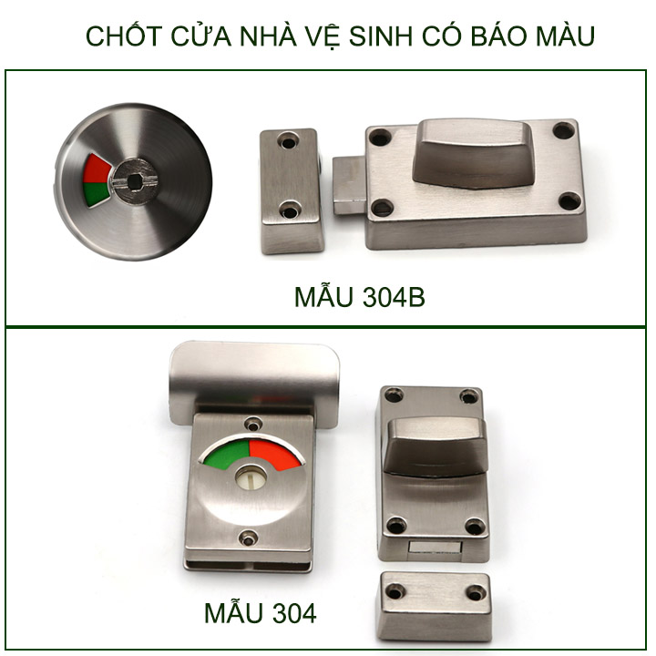 Khóa chốt cửa nhà vệ sinh có chỉ thị màu, làm bằng inox 304 không gỉ