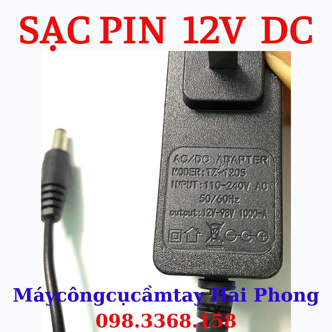 Sạc Pin 12V - 1A cho Pin máy khoan, mài ,.( Cell pin 18650 Li-ion - 1500mA ..) . Chân GIẮC GHIM F 6 mm