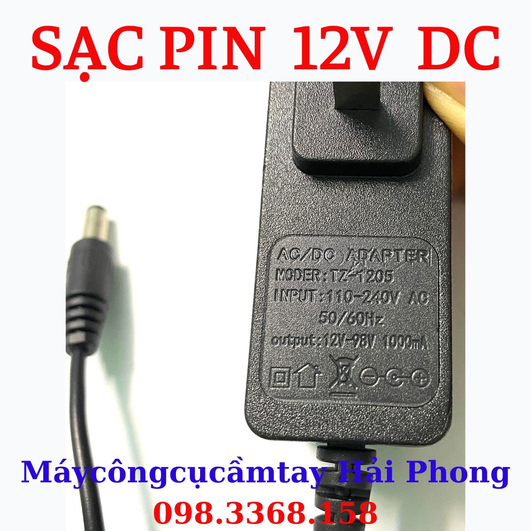 Sạc Pin 12V - 1A cho Pin máy khoan, mài ,. . Chân GIẮC GHIM F 6 mm
