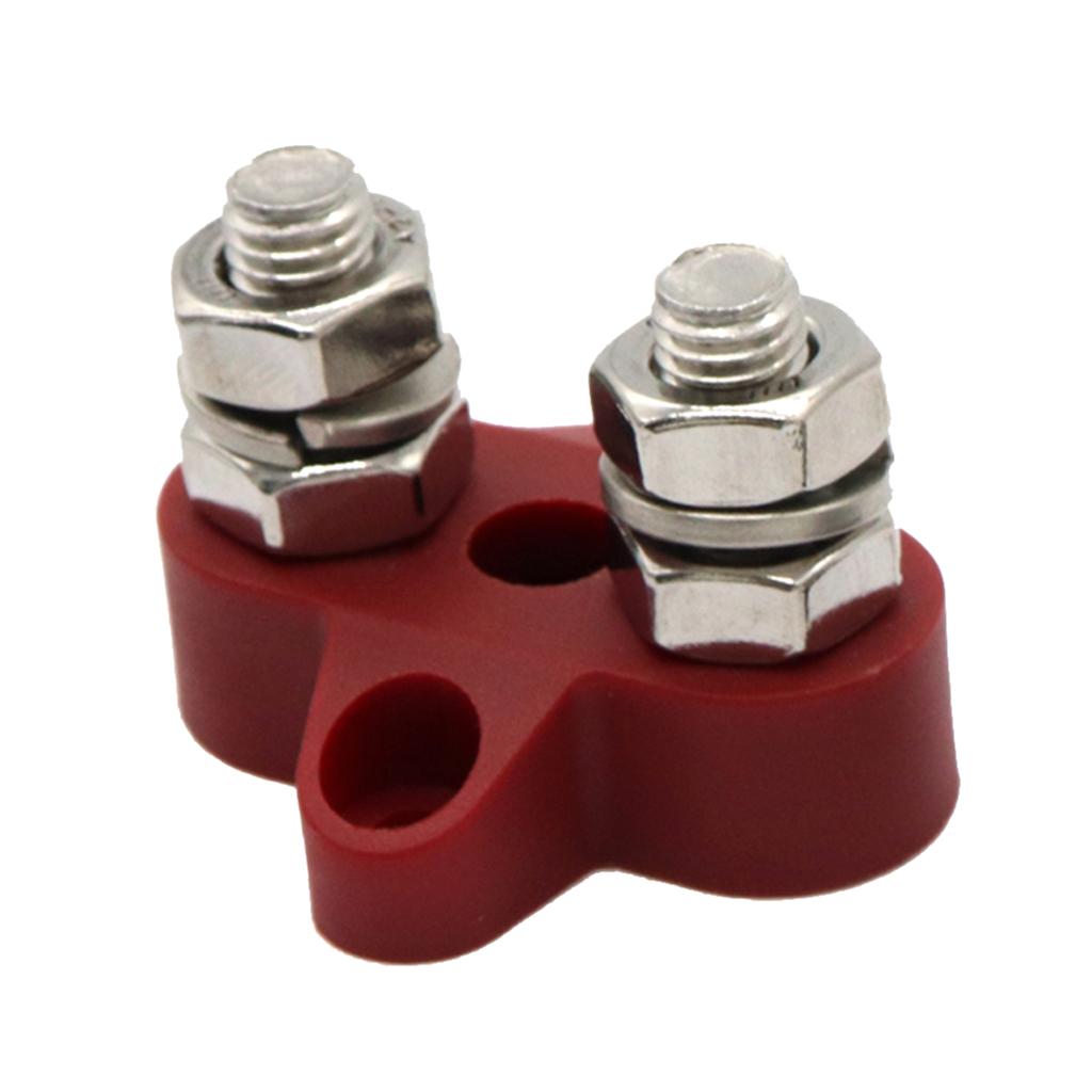 5/16" Marine Stainless Steel Insulated Terminal Block with Dual Stud Red