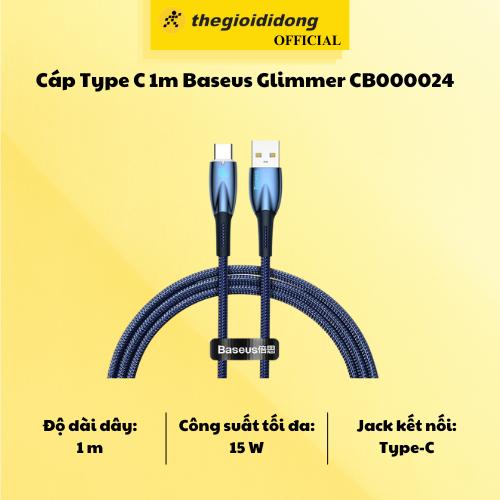 Cáp Type C 1m Baseus Glimmer CB000024 Xanh dương - Hàng Chính Hãng