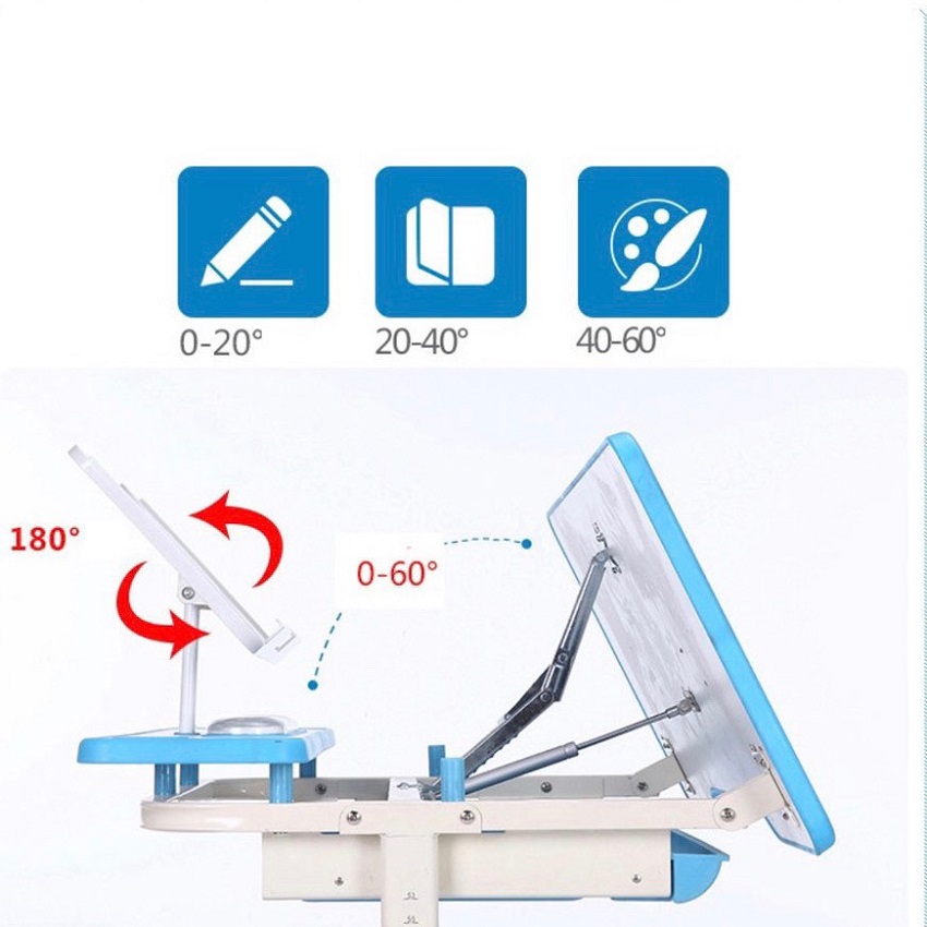 Bộ bàn học sinh tiểu học - Full bộ bàn, ghế, đèn học - Tặng kèm hộp bút màu nước