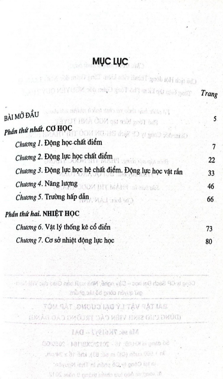 Bài Tập Vật Lý Đại Cương Tập 1 ( Dùng Cho Sinh Viên Các Trường Cao Đẳng)