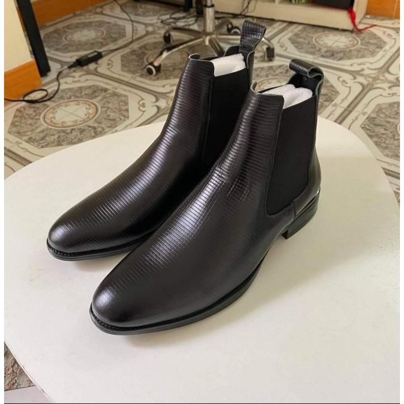 Giày chelsea Boots da bò dập vân