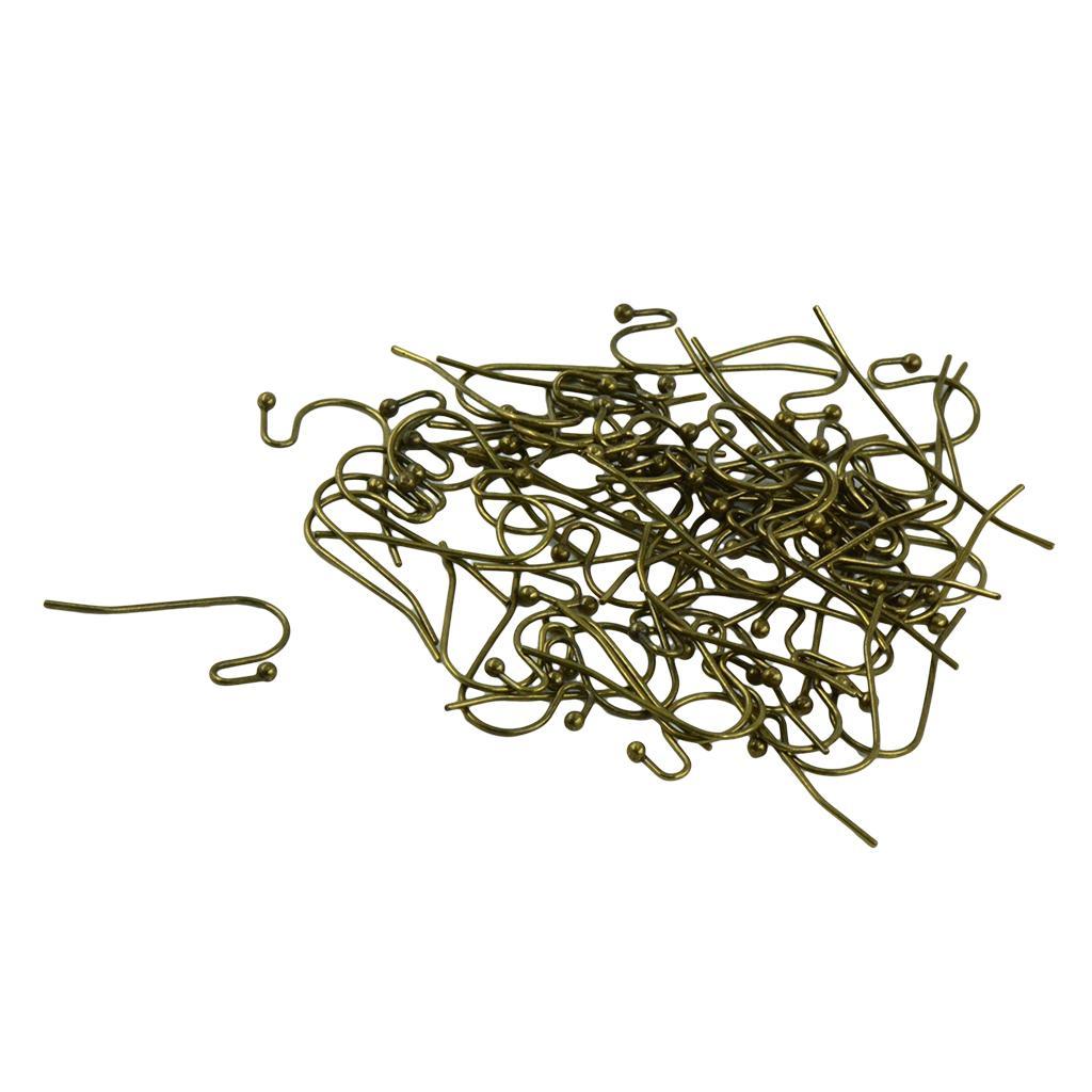 200x Brass French Wire Dot Ball Earring Hook Dangle DIY Making Bronze&amp;Copper