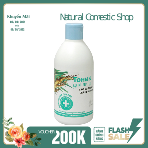 Nước cân bằng da Domashnij Doctor cho da lão hóa chiết xuất Lô hội và Nhân sâm 300ml