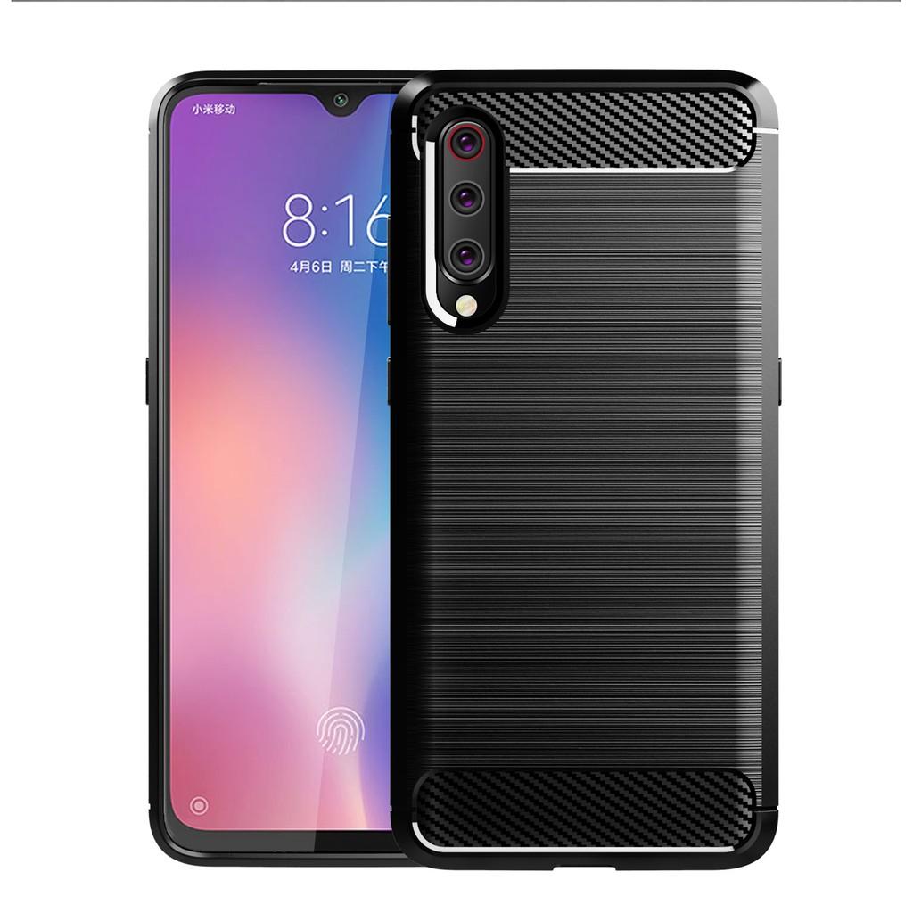 Ốp lưng cho Xiaomi Mi 9 dẻo Carbon phay xước chống sốc chống vân tay