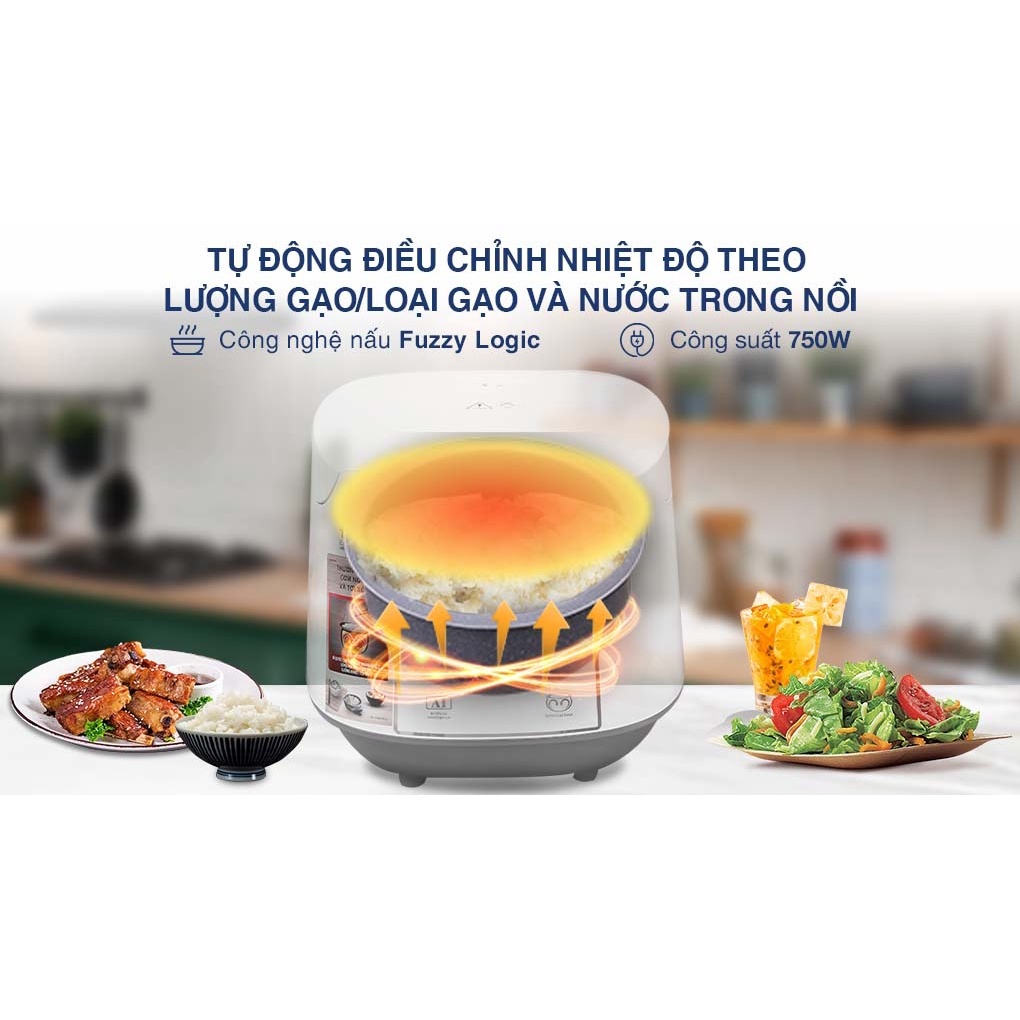 Nồi Cơm Điện Tử TEFAL 750W RK733168 1.8L Màu Trắng - Hàng Chính Hãng