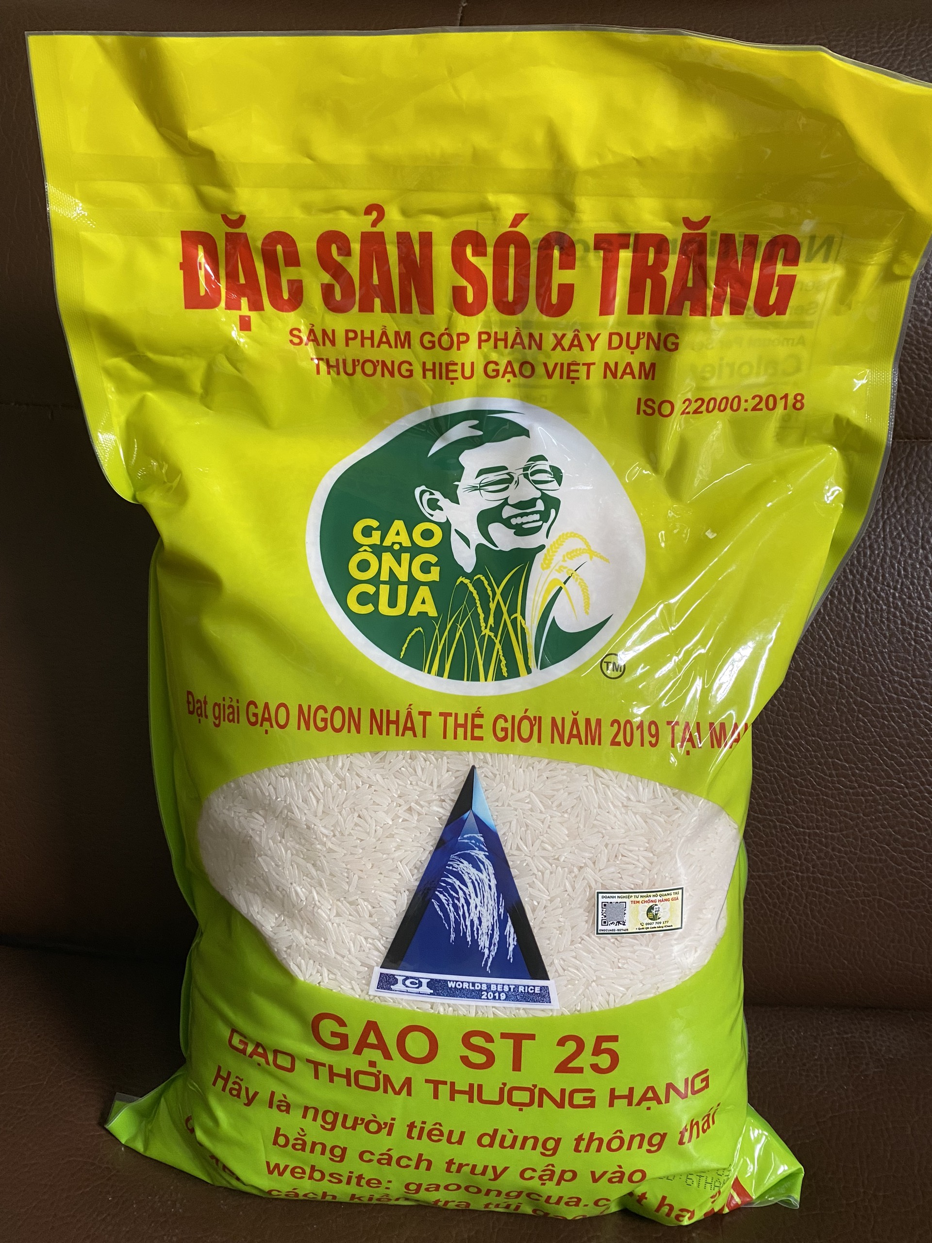 [Chính hãng] Gạo ST25 Sóc Trăng hiệu Ông Cua có mã QR (Túi 5Kg)