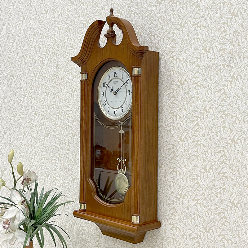 Đồng hồ treo tường Nhật Bản Rhythm CMJ303ER06 - Kt 34.0 x 74.0 x 11.4cm, 4.8kg Vỏ gỗ