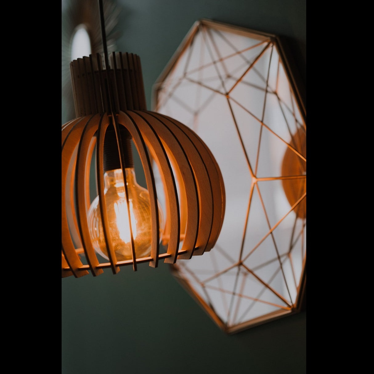 Đèn gỗ thả trần CAO CẤP hiện đại sang trọng 24x25cm chất liệu gỗ trang trí cho phòng khách nhà căn hộ decor nhà quán cafe