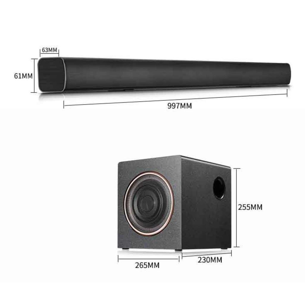 Loa soundbar 5.1 + Kèm theo loa Subwoofer âm thanh nổi 3D và có remote điều khiển từ xa