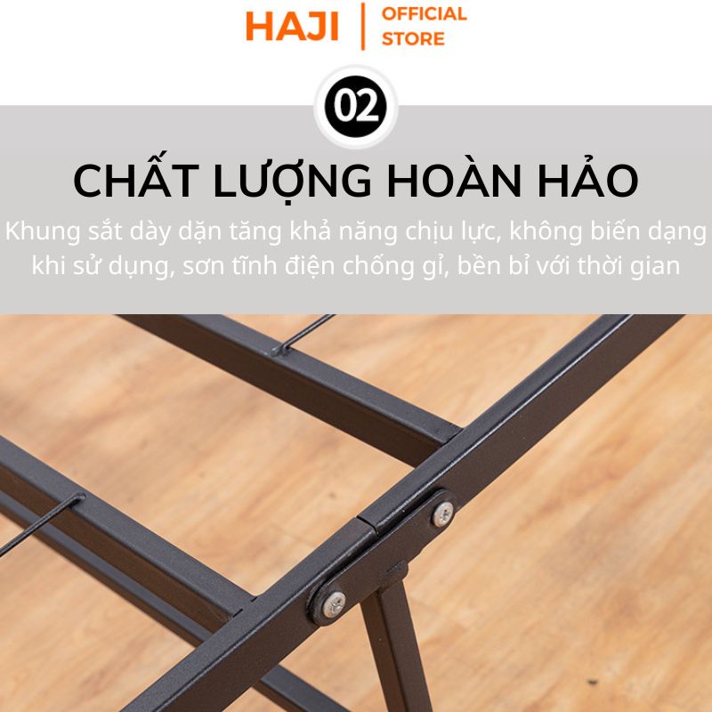 Khung giường gấp gọn tiện lợi HAJI, giường sắt sơn tĩnh điện chắc chắn, chịu lực tốt, chống trơn trượt C58