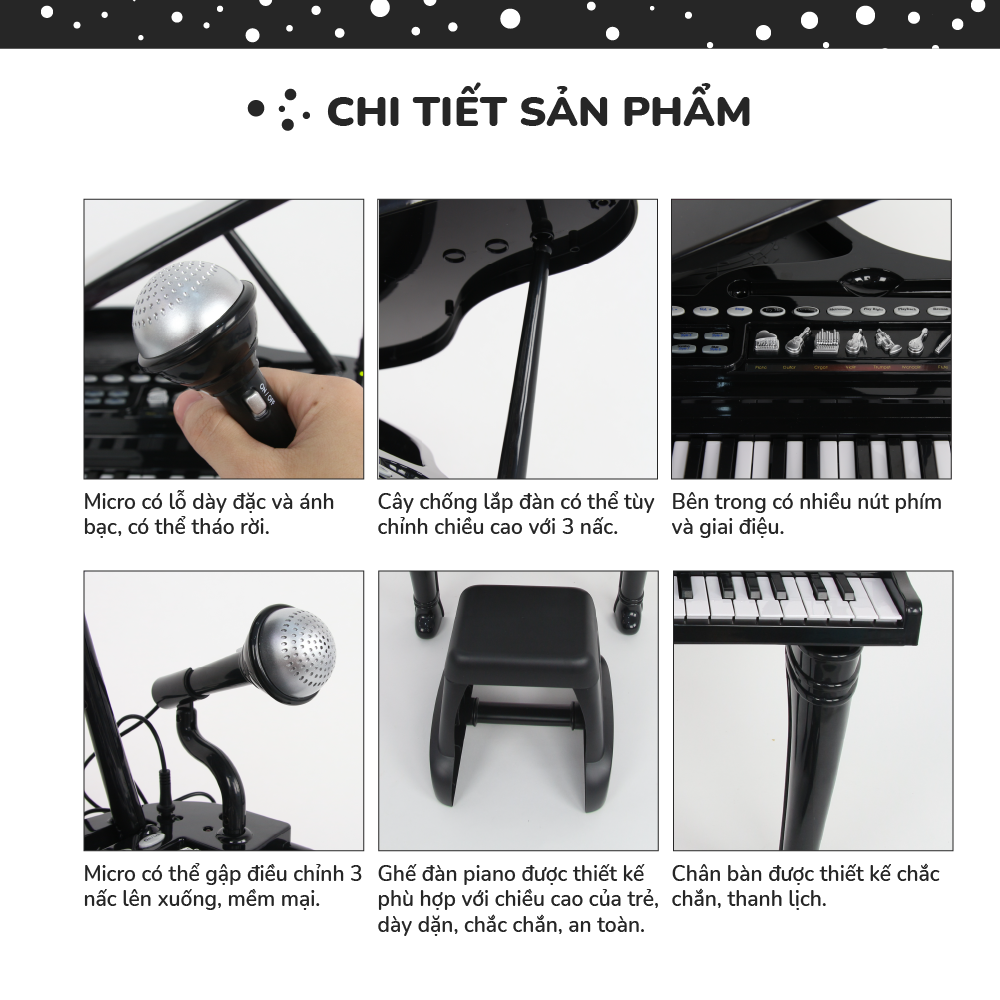 Đồ chơi âm nhạc cho bé - Đàn piano cổ điển kèm mic thu âm - Winfun - 2045 cho bé 3 tuổi trở lên