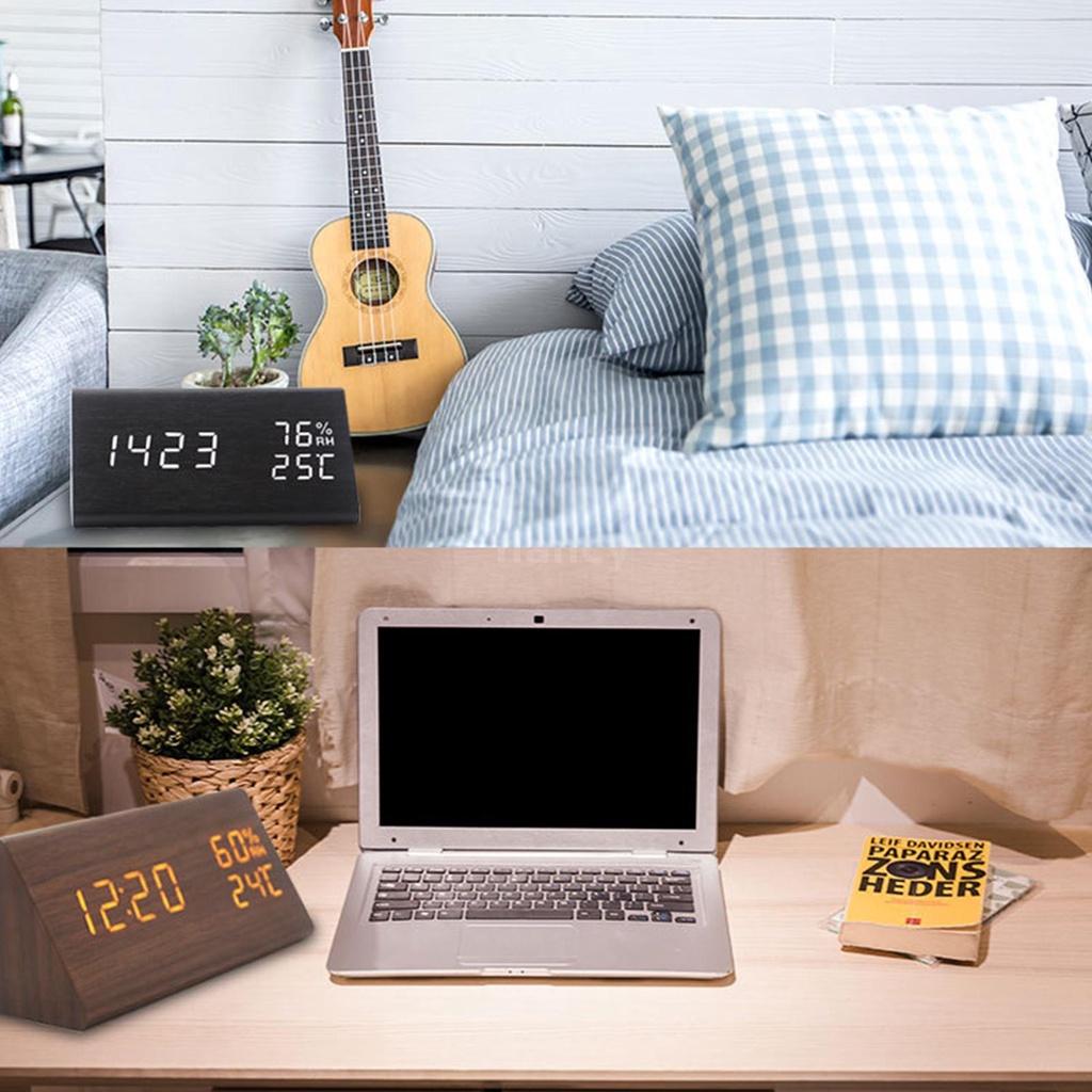 Đồng Hồ Báo Thức Kỹ Thuật Số 3 Mức Độ Sáng Điều Khiển Bằng Giọng Nói Tiện Dụng