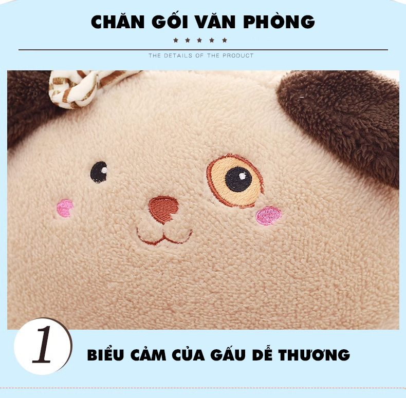 Chăn Gối Văn Phòng 3 Trong 1 Gấu Nâu Độc Đáo Kiểu Dành Cho Nữ Dùng Để Ngủ Trưa Tại Văn Phòng, Tựa Lưng Và Gấu Bông Dùng Để Trang Trí