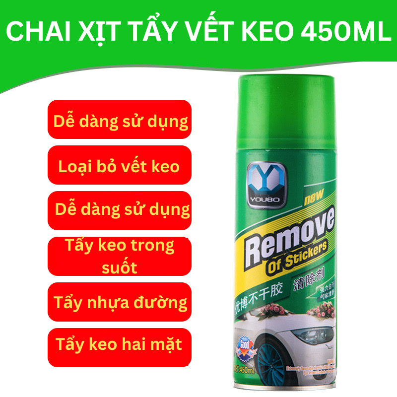 Chai xịt tẩy keo đa năng Remove 450ml, làm sach các loại keo,nhựa đường,dầu mỡ dính trên bề mặt sơn, xe máy ,ô tô