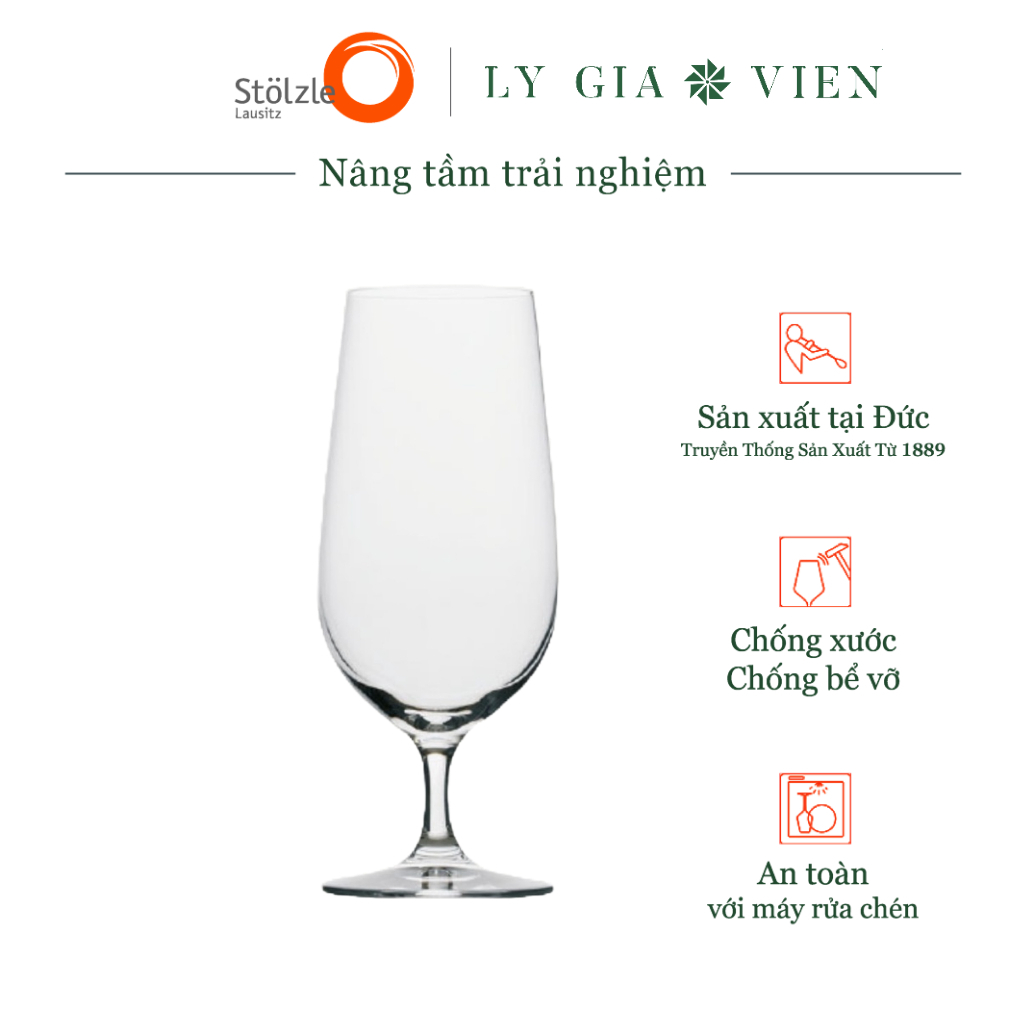 Cốc Bia Pha Lê Cao Cấp Stölzle Grand Cuvée Beer Glass - Thiết Kế Tinh Xảo - Món Quà Hoàn Hảo Dành Cho Người Yêu Thích Beer