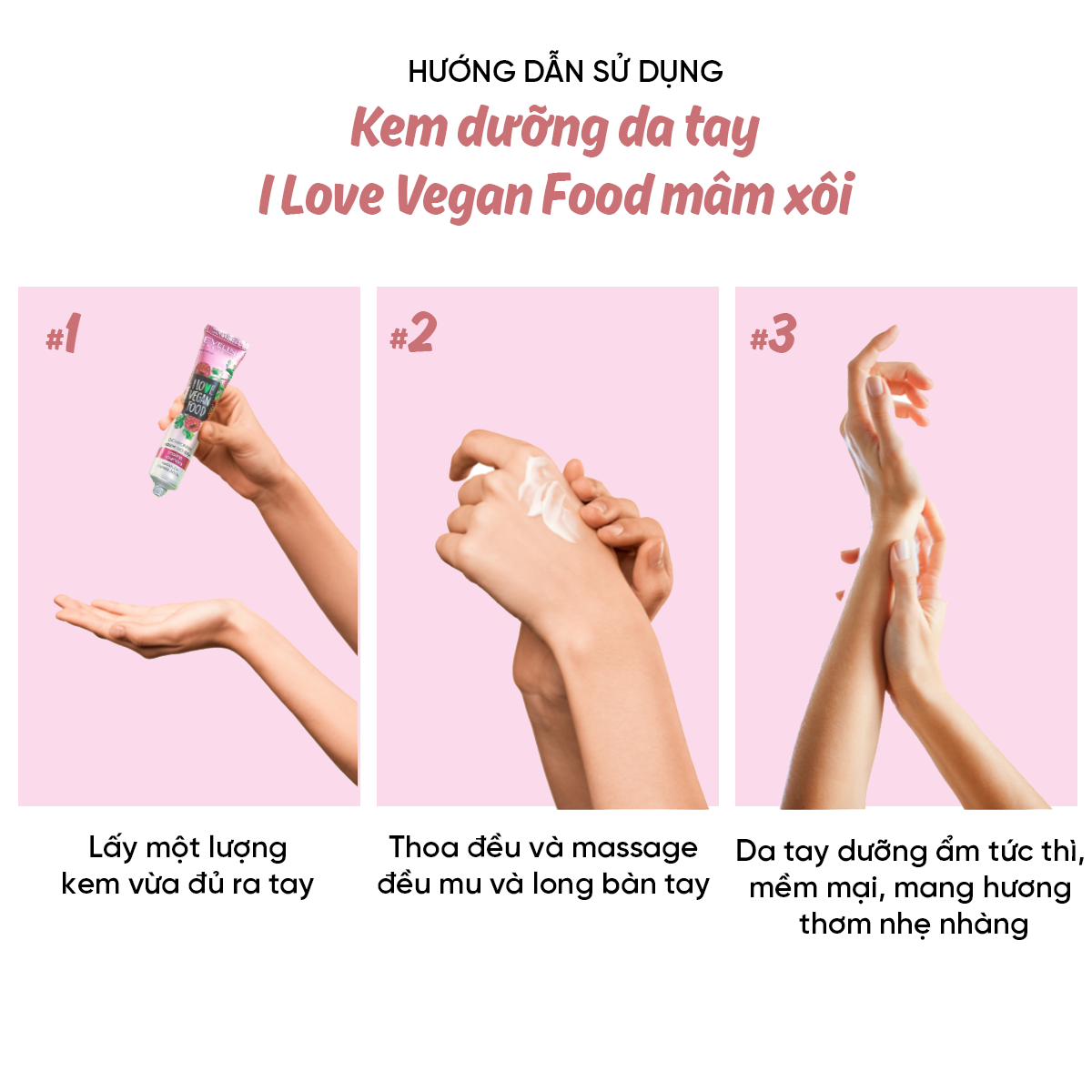 Kem dưỡng da tay I Love Vegan Food hương mâm xôi Eveline - Tuýp 50ml