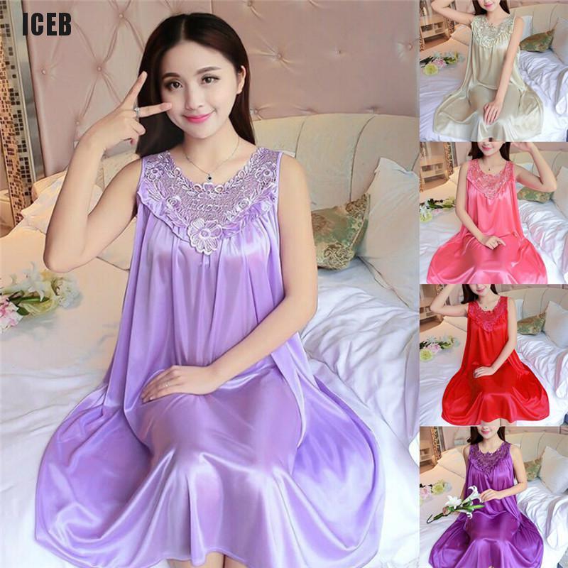 Đầm Ngủ Lụa Phối Ren Màu Sắc Thời Trang Quyến Rũ Cho Nữ