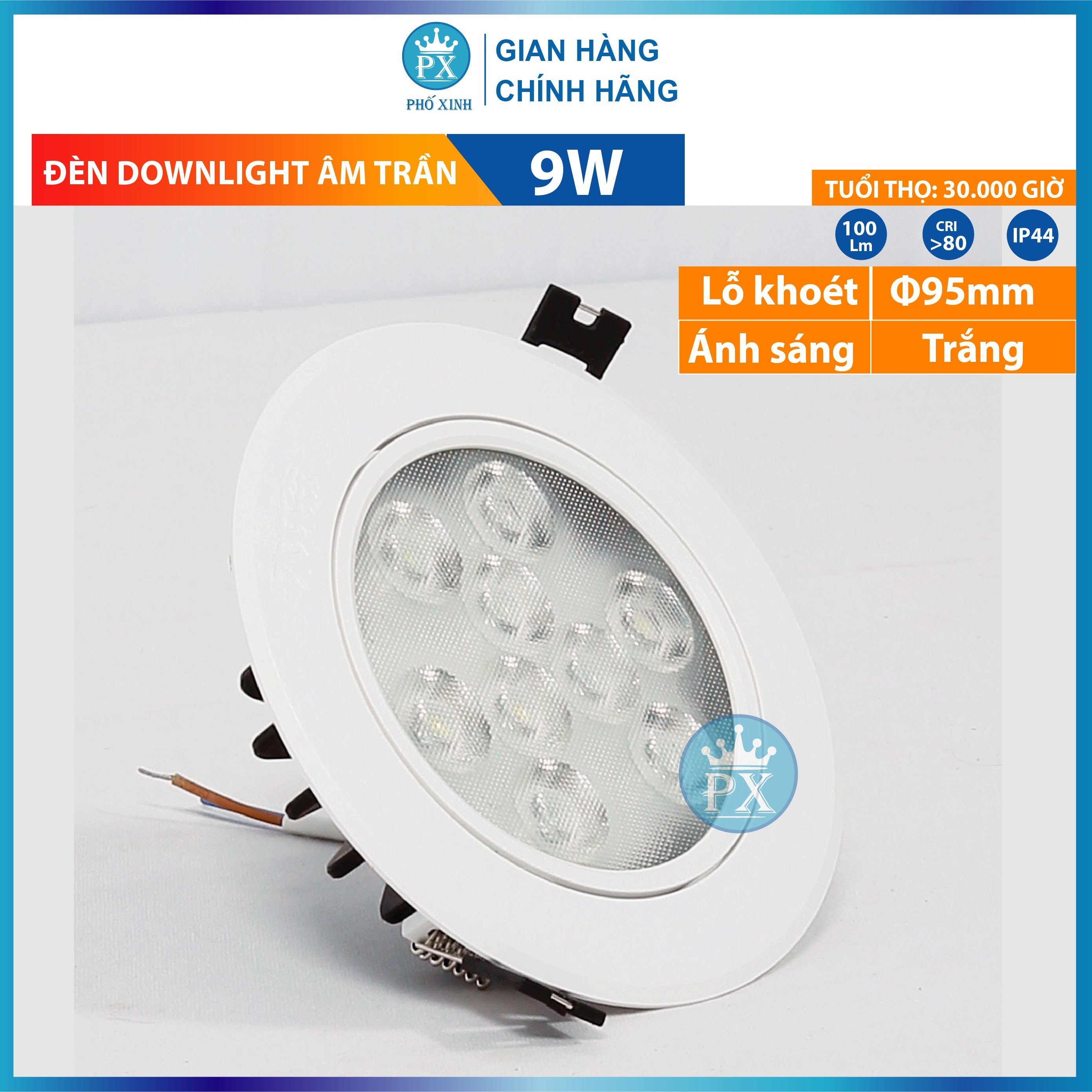 ĐÈN LED ÂM TRầN 9W, 15W, 18W, 21W -đèn dowlight âm trần 9W lỗ khoét 100mm mắt ếch, đèn âm trần