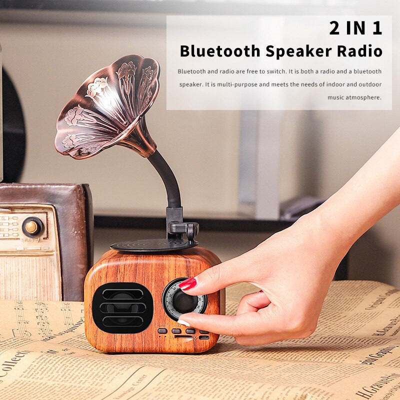 Loa Bluetooth Phong Cách Cổ Điển FT-05 Âm Thanh Siêu Trầm Công suất 5W Có Khe Cắm Thẻ Nhớ - Hàng Chính Hãng