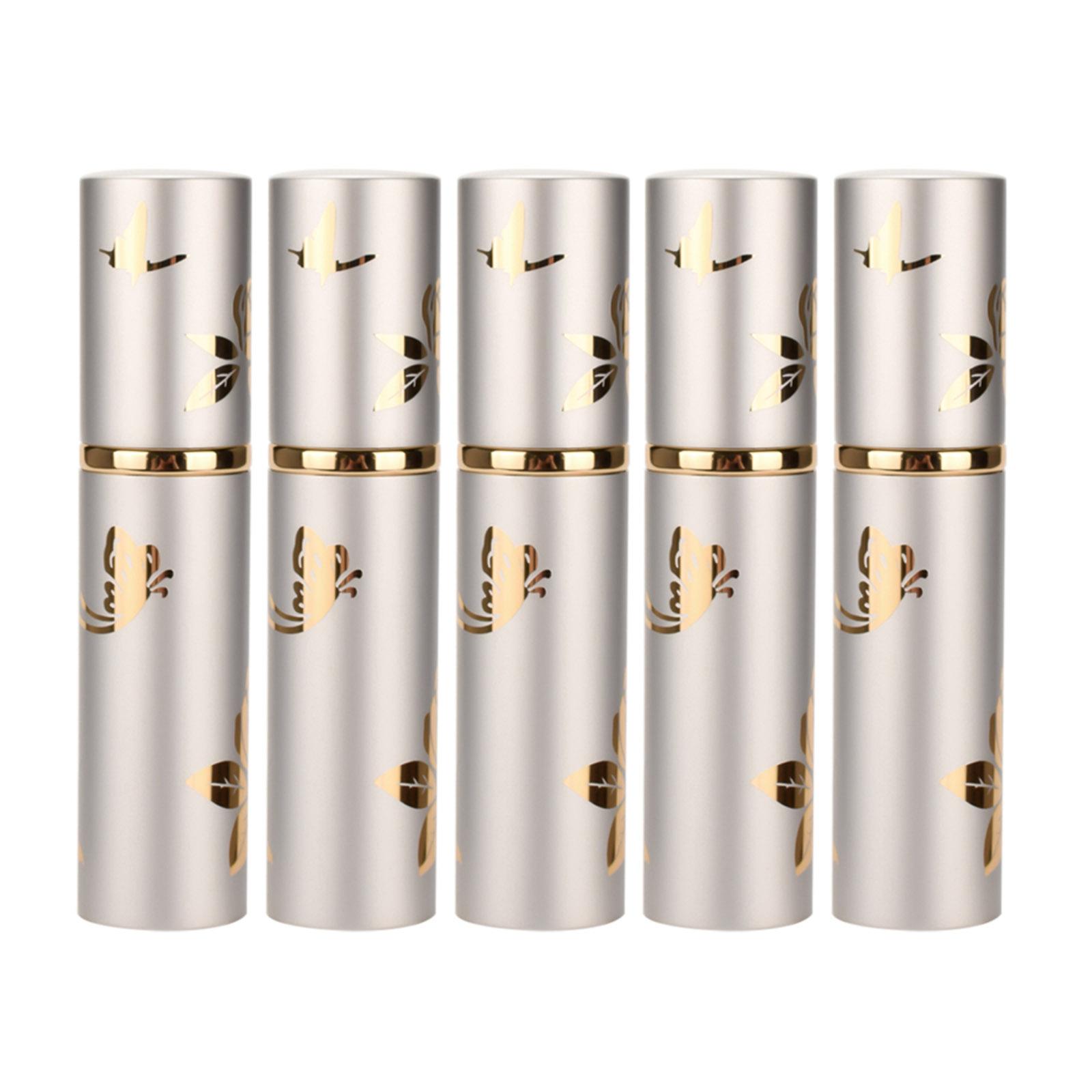 5 chai xịt rỗng để đựng nước hoa, nước tẩy trang, 10ml,bằng chất liệu nhôm và thủy tinh, rất bền và trang nhã.