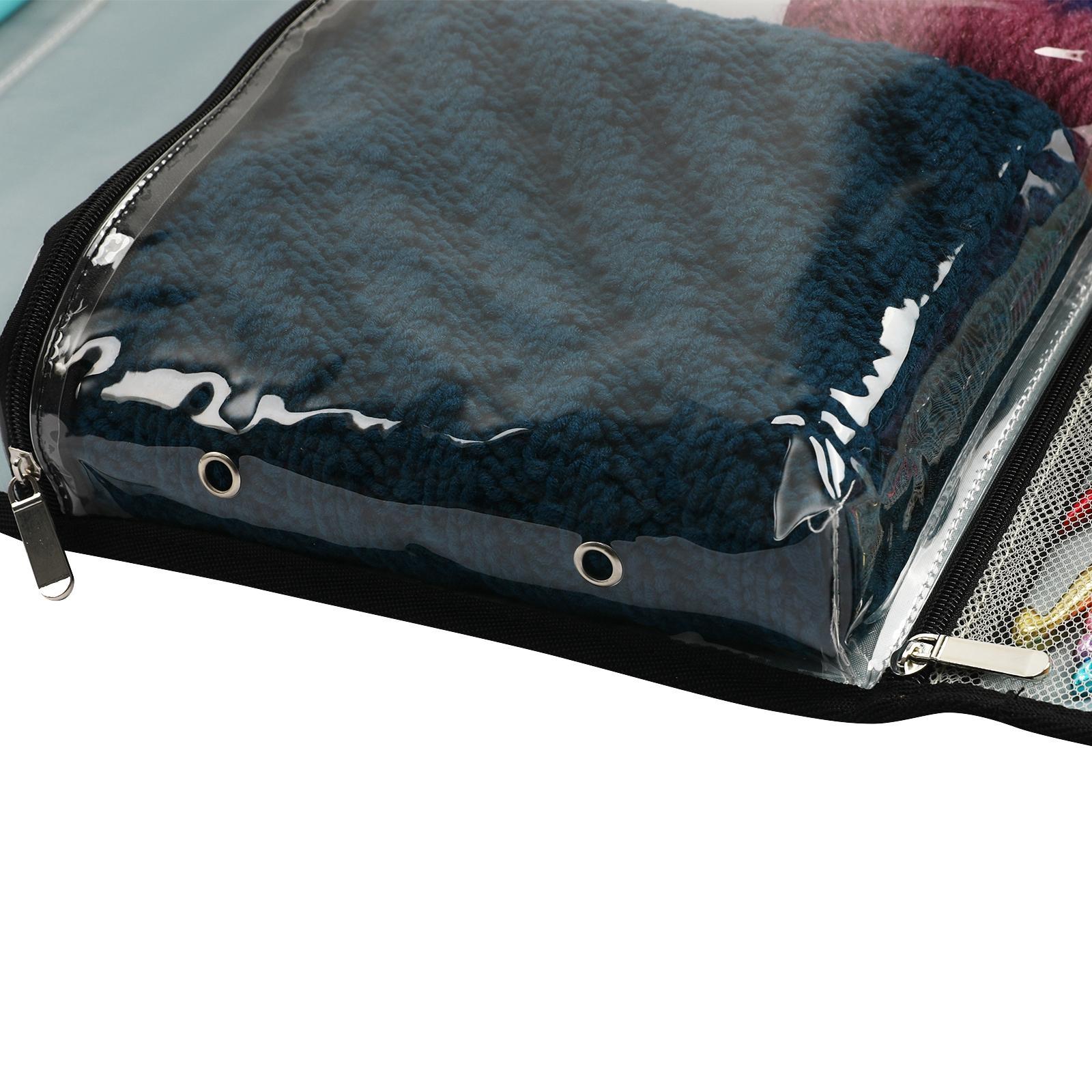 Foldable Hanging Yarn Storage Bag with 4 Pockets Clear Bulk Yarn Organizer